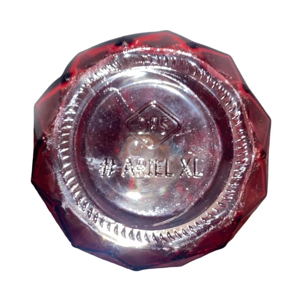 GLASS VASE DPS # ARIEL XL Floral Cut 10” Vintage Glass Vase in RED